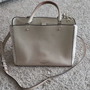 Kate Spade Leila Medium Beige And Cream Crossbody Satchel